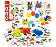 Medinė Montessori dėlionė WOOPIE Žalias 55vnt