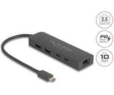 Karta jungiama į tinklą Delock DELOCK 10 Gbps USB Hub mit 2,5 Gigabit LAN Port und PD 85 W