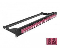 Spinta Delock DeLOCK 19" Fiber Patch Panel 24 prievadų LC Duplex violetinis, šviesolaidis, LC, Juoda, Violetinė, montavimas į stovą, 1U, 482,6 mm