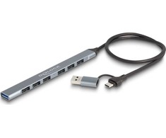 HUB USB Delock DeLOCK 64273 huby i koncentratory USB 3.2 Gen 1 (3.1 Gen 1) Type-C 5000 Mbit/s Pilka