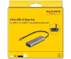 „DeLOCK 64299“ šakotuvai ir šakotuvai USB 3.2 Gen 1 (3.1 Gen 1) Type-C 10000 Mbit/s pilkas