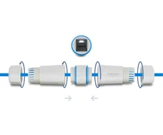 Delock Łącznik kablowy RJ45 Lizdas do RJ45 Lizdas Cat.6A su M23.5 x 1,5 mm Gwint IP68 pyło- i neperšlampamas balta (90661)