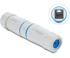 Delock Łącznik kablowy RJ45 Lizdas do RJ45 Lizdas Cat.6A su M23.5 x 1,5 mm Gwint IP68 pyło- i neperšlampamas balta (90661)