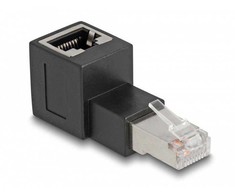 Delock DeLOCK Adapteris, złącza RJ45 vyrams na RJ45 żeńskie, Cat.6A, zagięty w górę 90°
