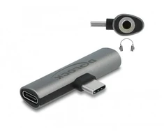 Adapteris USB Delock USB-C - Jack 3.5mm + USB-C Pilka (64186)