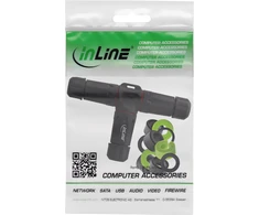 „Delock InLine 69927U“ T tipo jungtis – atspari vandeniui IP68 – 3 išėjimai – M20 sriegis – 4–14 mm kabelio skersmuo – 500 V – 24 A – juoda