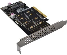 Delock „InLine® PCIe“ kortelė su 2 vidinėmis NVMe M.2 M rakto jungtimis – bifurkacija, PCIe x8