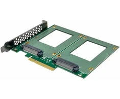 Delock „InLine® PCIe“ plokštė su 2 vidiniais U.2 NVMe SFF-8639 – dvišakis, PCIe x8, platus