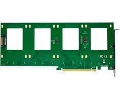 Delock „InLine® PCIe“ plokštė su 4 vidinėmis U.2 NVMe SFF-8639 jungtimis – dvišakis pajungimas, PCIe x16