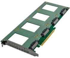 Delock „InLine® PCIe“ plokštė su 4 vidinėmis U.2 NVMe SFF-8639 jungtimis – dvišakis pajungimas, PCIe x16