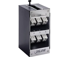 Delock InLine® 6 prievadų Cat.6A skirstytuvas, skirtas montuoti ant sienos/bėgio, su Keystone moduliais