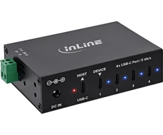 Delock InLine® USB 3.2 Gen.1 pramoninis šakotuvas, USB-C, 4 prievadų, su maitinimo šaltiniu
