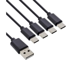 Inline Kabelis USB Delock USB-A - 4x USB-C 1 m Juodas