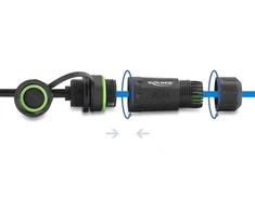 Delock Kabelis RJ45 Wtyk do RJ45 Lizdas Cat.6 do montażu su M20 x 1,5 mm Gwintem i Obudową kompatybilny su Starlink IP68 pyło- i neperšlampamas 1 m juoda (90681)