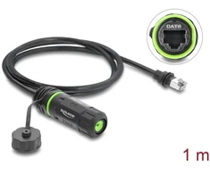 Delock Kabelis RJ45 Wtyk do RJ45 Lizdas Cat.6 do montażu su M20 x 1,5 mm Gwintem i Obudową kompatybilny su Starlink IP68 pyło- i neperšlampamas 1 m juoda (90681)