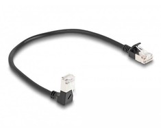 Delock DeLOCK Kabelis sieciowy RJ45 Cat.6A S/FTP Slim w dół pod kątem 90/prosty 0,25 m juoda