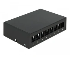 „DeLOCK Keystone“ komutacinė panelė, 8 prievadų, juoda, juoda, metalinė, 112,5 mm, 158,5 mm, 45,2 mm