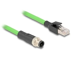 DELOCK M12 kabelis, D kodavimo 4 kontaktų kištukas į RJ45 kištuką, PUR (TPU), 5 m
