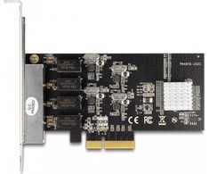 Kontroler Delock DeLOCK PCIe x4 to 4 x RJ45 Gbit, LAN adapter (Realtek RTL8111H)
