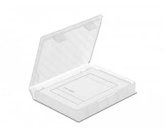 „DeLOCK“ apsauginė dėžutė 2,5 colio HDD / SSD diskui, skaidri, dangtelis, plastikinis, skaidrus, 2,5 colio, 80 mm, 105 mm