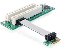 Delock Riser Karte PCI Express x1 > 2 x PCI mit flexiblem Kabelis 9 cm links gerichtet