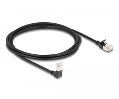 Delock RJ45 tinklo kabelis Cat.6A S/FTP Slim 90° kampu žemyn / tiesus 2 m juodas (80306)