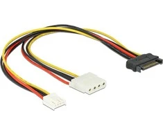 Delock SATA 15 kontaktų – Molex – 4 kontaktų diskelis, 0,3 m, daugiaspalvis (65227)