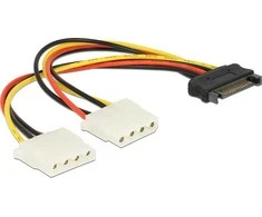 Delock Cable Power SATA 15pin > 2x 4pin Molex lizdas 20cm
