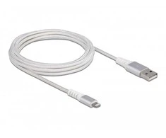 Delock USB Daten- und Ladekabel fur iPhone, iPad, iPod DuPont Kevlar baltas 3 m