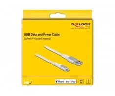 Delock USB Daten- und Ladekabel fur iPhone, iPad, iPod DuPont Kevlar baltas 3 m