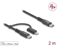 DeLOCK 81171, 2 m, USB C, USB C / Lightning, juoda
