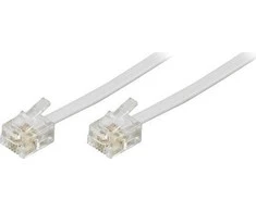DELTACO telefono kabelis RJ11-RJ11 vyriškas / vyriškas 5m, baltas