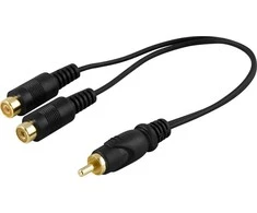 DELTACO 2 x RCA lizdas - RCA kištukas -y-kabelis, 15 cm
