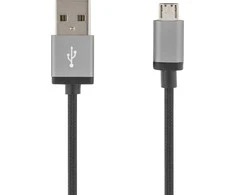 USB sinchronizavimo / įkrovimo kabelis, pintas, USB-A ma - USB Micro B ma, 2m, 2.4A, USB 2.0 DELTACO juodas / MICRO-113F