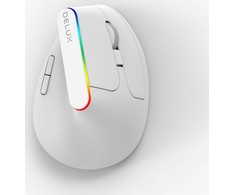 Belaidė vertikali pelė Delux M618C 2.4G 1600DPI RGB - balta