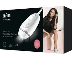Depiliatorius Braun Braun Silk-expert Mini PL1124, plaukų šalinimo priemonė (balta/sidabrinė, su maišeliu + Venus Smooth)