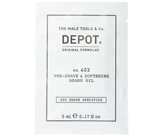 „Depot 400 Shave Specifications No. 403“ minkštinamasis aliejus prieš skutimąsi su šviežiais juodaisiais pipirais, 5 ml