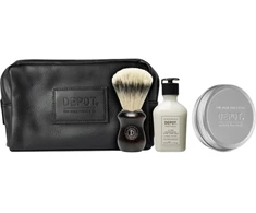 Depot Set Depot: 400 Shave Specifics No. 408, Classic Cologne, Moisturizing, After-Shave Balm, 50 ml + 400 Shave Specifics No. 412, Hydrating, Shaving Soap, 100 g + Accessories No. 731 Luxury, Artificial Fiber, Face Shaving , Brown + The Male Tools,