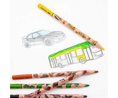 Derform Kidea Jumbo 10 spalvų kreidelės su transporto priemonėmis