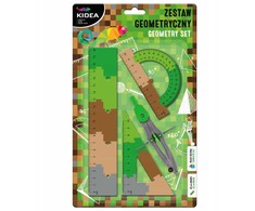 Derform "Kidea" geometrinis rinkinys 20 cm, 4 elementai, liniuotė, ekscentrikas, matlankis, kompasas
