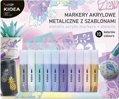 Kidea Metaliniai Flomasteriai su Šablonais, 10 Vnt. (mam10kska)