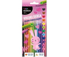 Kidea Kūrybiški pieštukai širdelės formos, 12 ryškių spalvų