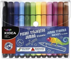 Kidea Jumbo Trijų Kraštų Flomasteriai, 12 Spalvų