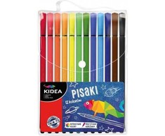 Kidea Mokykliniai flomasteriai, 12 spalvų, plonas galiukas