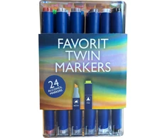 Derwent Favorit Twin Markers, Dual 2-i-1 tusch - 24 stk i æske