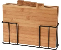 Pjaustymo lentelė Excellent Houseware medinė, 4 vnt. su stovu