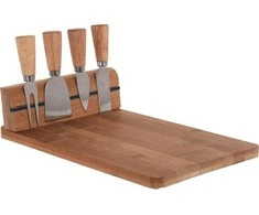 Excellent Houseware Bambukinė sūrio lenta su peiliais 5 vnt.