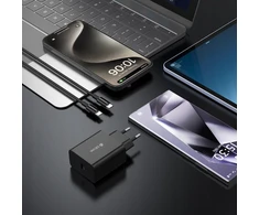Devia kroviklis jungiama į tinklą Rocket PD 45W 1x USB-C balta + kabelis USB-C - USB-C
