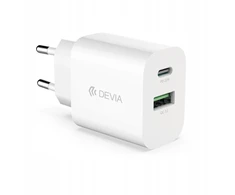 Devia sieninis įkroviklis Smart PD 1x USB-C 1x USB 20W baltas