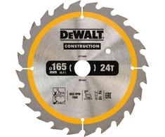 Pjovimo diskas medienai DeWalt; 165x1,86x20,0 mm; Z24; 20°